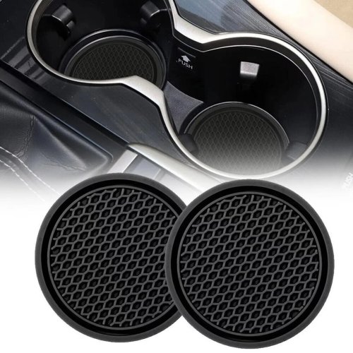 Lot de 2 inserts antidérapants noirs pour porte-gobelets voiture — universel