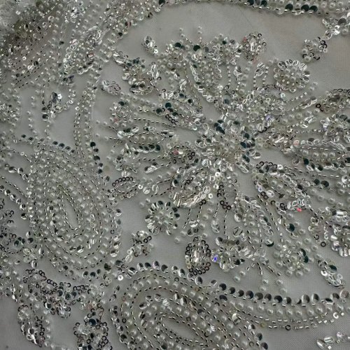 Vải tulle ren Pháp đính hạt, 5 yard — vải may váy cưới và váy dự tiệc cao cấp