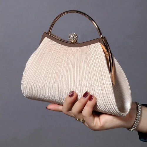 Clutch metallico con strass da sera per donna - Borsa brillante per matrimonio e festa