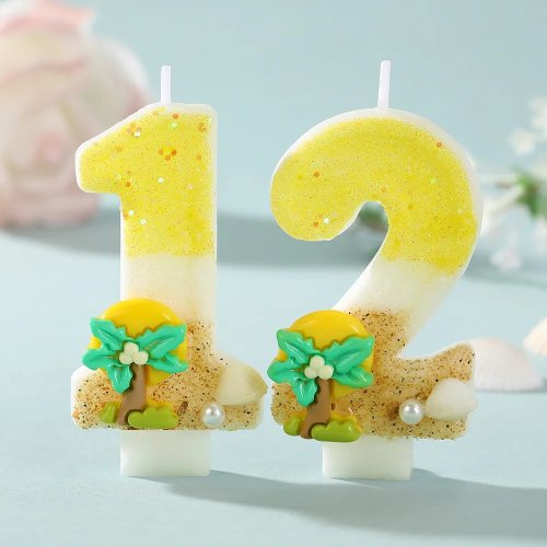 Hawaiian tropical number 8 birthday candle cake topper set – coastal beach theme