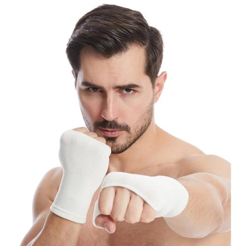 Guantes de ciclismo sin dedos tejidos, absorbentes, antideslizantes con soporte compresivo para muñeca