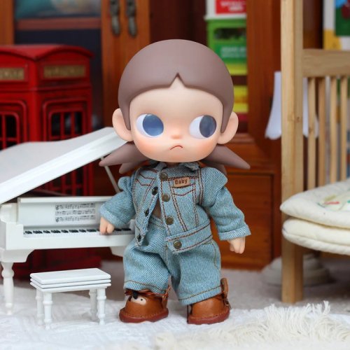 手作りカウボーイドール服セット 20cm（1/8スケール）— 中国風レトロスカート、ニットのキャミワンピース、シャツ