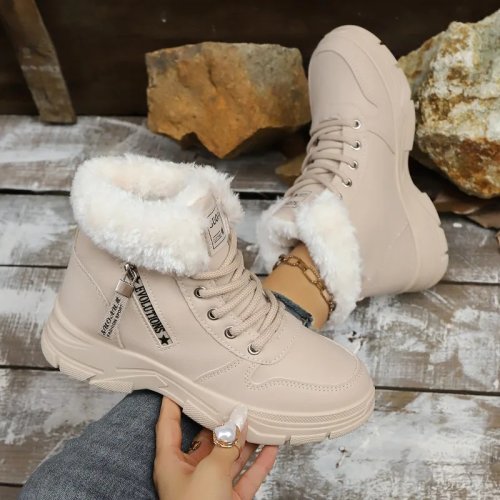 Botas de nieve para mujer — botín alto con plataforma, cálidas, estilo deportivo/casual, tallas grandes