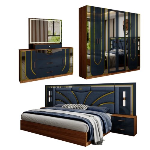 Ensemble de chambre complet style turc – lit double/king avec rangement intégré, design moderne gain de place, luxe abordable