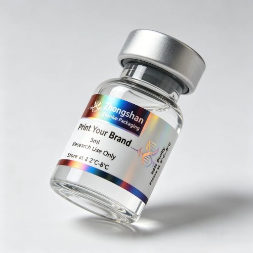 Gepersonaliseerde holografische laserstickers – Luxe zelfklevende labels voor peptideflesjes 3ml/5ml/10ml