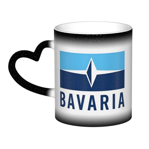 Taza de cerámica con logo Bavaria Yachts azul y plateado — taza de café/infusiones divertida, regalo para amigos