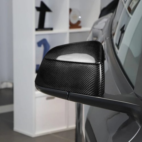 Cubiertas para espejos laterales de fibra de carbono real para Tesla Model Y (Juniper) 2025 — tapas de espejo, accesorios para auto