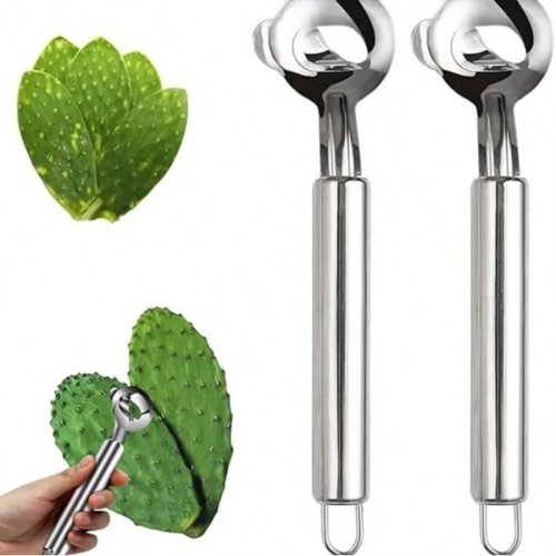 RVS lepel-schaaf voor nopal/cactus — handmatig keukenhulpmiddel om te schillen