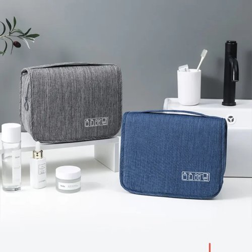Hanging Toiletry Bag for Travel – Water‑Resistant Oxford Wash Pouch, Foldable Flat, Unisex Cosmetic Organizer