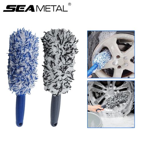 SEAMETAL Escova de limpeza para jantes de automóvel — Escova portátil em pelo macio para cubo da roda, pneus e jantes, remove pó