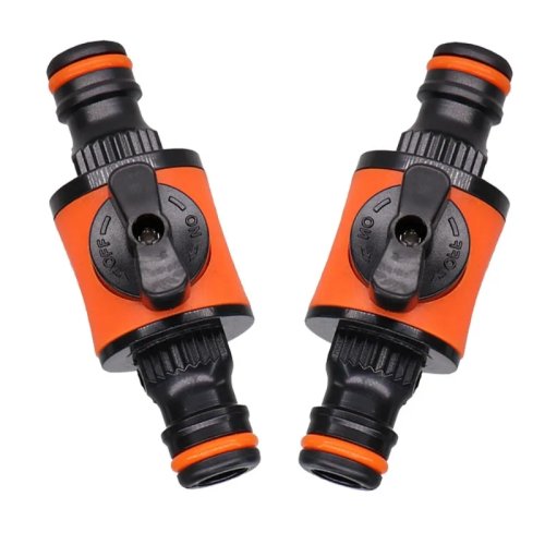 16mm Garden Hose Shut-Off Valve, Plastic Quick-Connect Adapter — 1 or 2 pcs for Irrigation & Car Wash