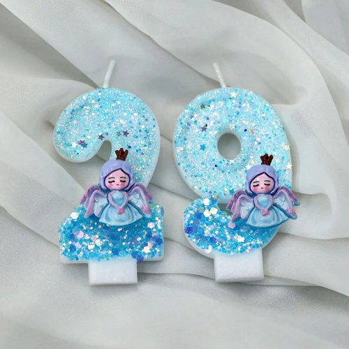 Velas de número con brillo 0-9 tema Princesa Frozen – adorno para pastel de cumpleaños infantil