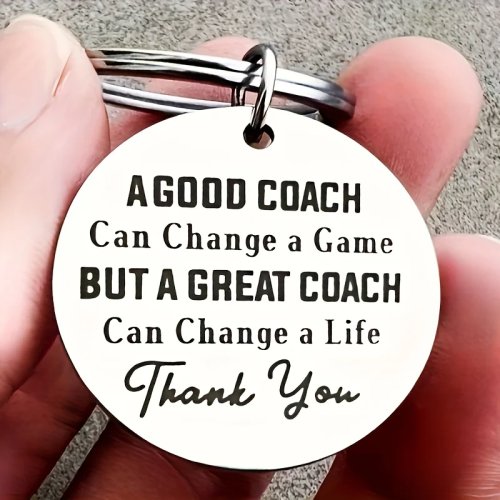 Llavero de acero inoxidable para entrenador, grabado con mensaje de agradecimiento deportivo — Regalo de agradecimiento para entrenadores de béisbol, fútbol y sóftbol (1 unidad)