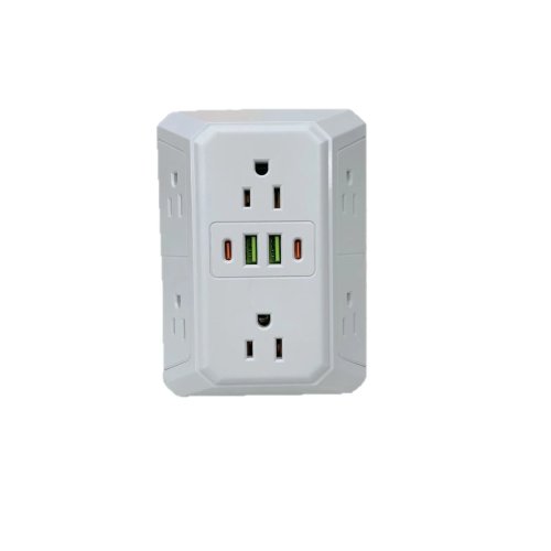 Multiprise fiche US – 6 prises secteur + 4 ports USB (2 Type‑C), compatibilité universelle, filtre réseau, recharge rapide