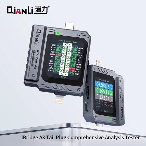 Testeur de charge YCS Qianli USB-C/Lightning — Détecteur de tension et courant pour charge et transfert de données