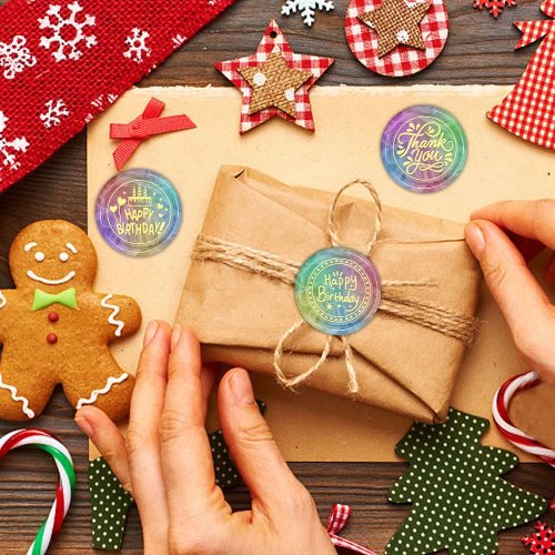 Tête de tampon sceau à cacheter en laiton 25 mm (rond) — motifs «Joyeux Noël» et «Merci» pour décorer les enveloppes