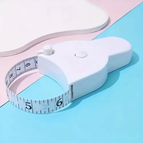 Mètre ruban auto‑rétractable pour couture et mesure du corps (cm) — blanc