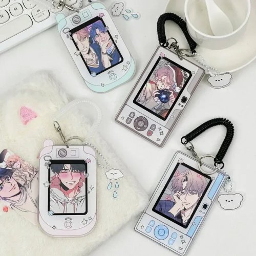 Móc đựng photocard Kawaii acrylic 3in (7,6 cm) hình điện thoại — túi/pendant đựng photocard K‑pop, đồ dùng học tập