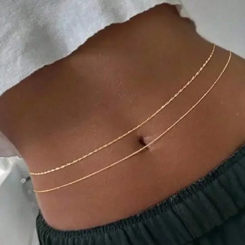 Dây chuyền vòng eo nữ 2 lớp hạt tròn xoắn — thời trang, có thể cá nhân hóa
