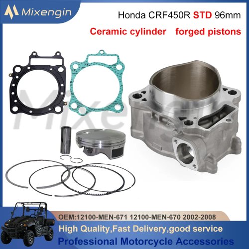 Set rebuild silinder, piston, dan gasket STD 96mm 449cc untuk Honda CRF450/CRF450R 2002-2008