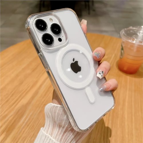 جراب شفاف مغناطيسي متوافق مع MagSafe لأجهزة iPhone 11–16 (Mini/Pro/Pro Max/Plus) — مقاوم للصدمات، يدعم الشحن اللاسلكي، غطاء صلب PC