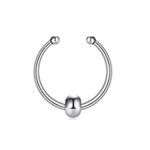 Khuyên septum giả kim loại phong cách punk (không xỏ) — hạt nhiều màu, họa tiết hình học, kẹp mũi