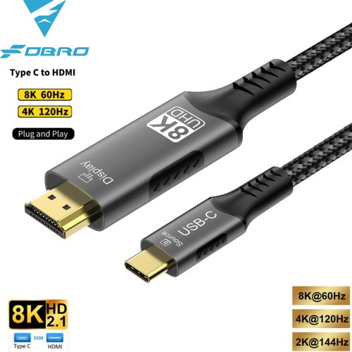 USB-C-auf-HDMI-Kabel 8K@60Hz / 4K@120Hz, kompatibel mit TV, MacBook, iPad