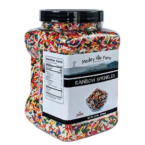 Rainbow sprinkles in reusable container, 2.2 lb (1 kg) — bulk sprinkles for cake & cookie decorating