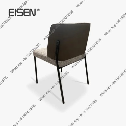 Cadeira de refeição X32 pele italiana e linho — Design moderno e luxo leve, estofos coordenados, também ideal para mesa de reunião/escritório