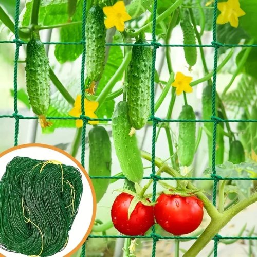 Heavy-duty polyester trellis/grow net with square mesh — support net for climbing plants and vegetables
