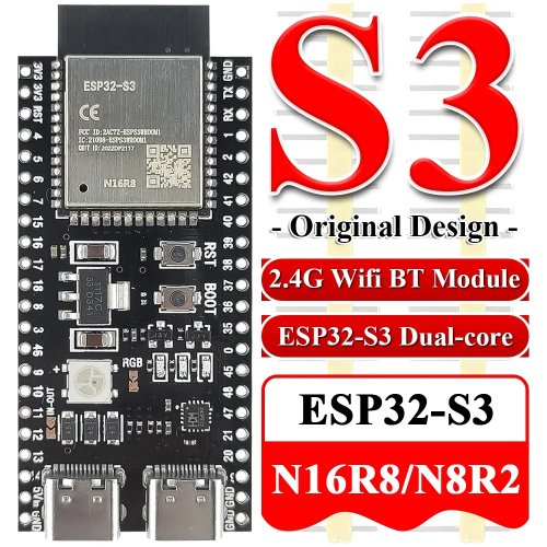 Placa de desarrollo ESP32-S3 WiFi+BT ESP32-S3-WROOM1, 44 pines, USB-C, 16MB Flash, 8MB PSRAM, compatible con Arduino IDE