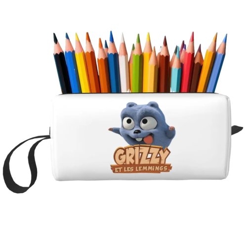 Happy Grizzy & The Lemmings 사각 화장품 파우치 - 메이크업 수납 오거나이저, 여행용 파우치/필통