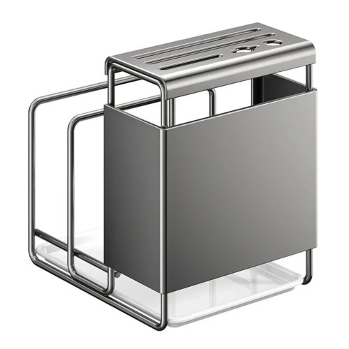 Porta taglieri e utensili da cucina in acciaio inox, organizer salvaspazio 21,5×18,5×15,3 cm