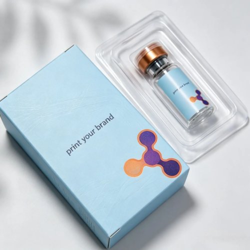 Accesorios de embalaje comerciales: cajas personalizadas y etiquetas de vinilo no tóxicas para viales de péptidos 3 ml/5 ml/10 ml