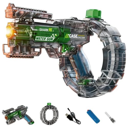 Kids Electric Water Gun with LED Light and Glowing Ring — Automatic Continuous Spray, Summer Outdoor Toy