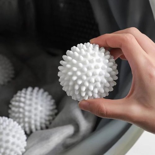 Bola Laundry Anti-Kusut Putih – Bola untuk Mesin Cuci & Pengering, Membersihkan Drum