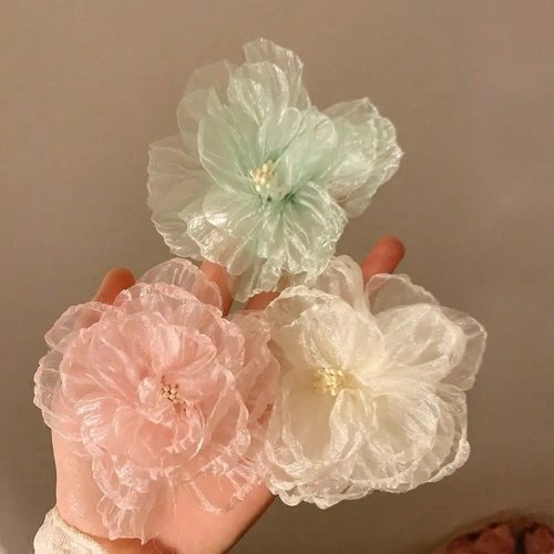 Presilha de cabelo Mori Fairy com flor em fio – 1 un., clip lateral para franja, acessório de cabelo delicado
