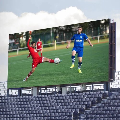 Ekran LED zewnętrzny P5/P10 IP65 960×960 mm, wodoodporny — Wyświetlacz o dużej jasności do tablicy wyników i reklamy na stadionie piłkarskim