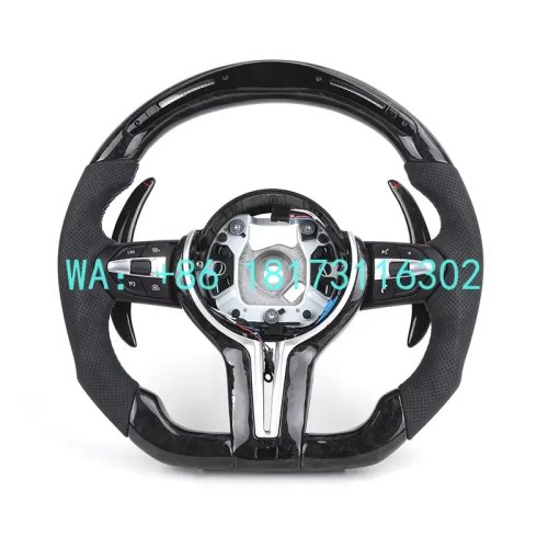 Volante M para BMW — carbono forjado, pele semi-perfurada, ecrã LED, compatível com F10 F20 F22 F30 F36 M3 F80 M4