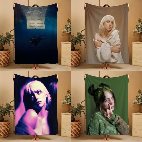Manta de felpa Billie Eilish — súper acogedora para sofá y salón, regalo de cumpleaños infantil