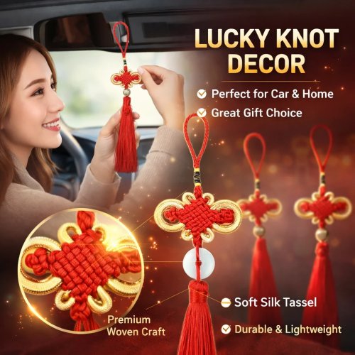 Đồ treo nút Trung Quốc màu đỏ có tua rua – trang trí cưới 'Song hỷ' và vật đem may mắn cho phòng