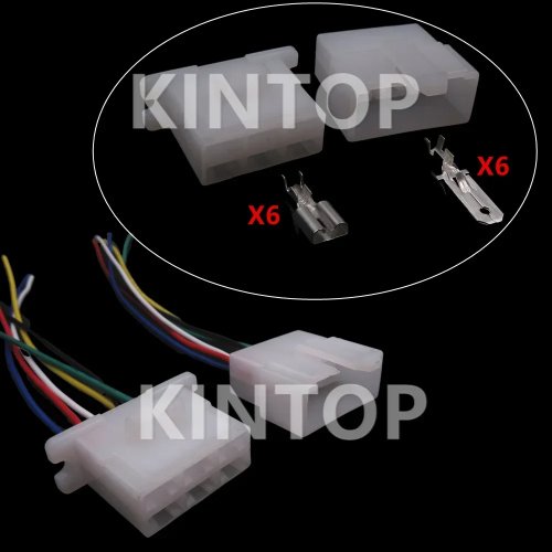 Bộ 1 giắc cắm ô tô 6 chân kèm dây và harness — phích cắm không kín, có đầu cos, phù hợp 6110-4563 / 6120-2063