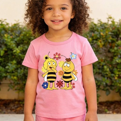 Kaos anak katun Maya si Lebah — motif kartun lucu, kaos kasual untuk anak laki-laki & perempuan