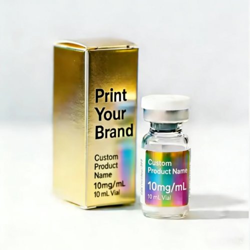 Custom precision vinyl dust-proof labels & boxes for peptide vials — fits 3ml / 5ml / 10ml
