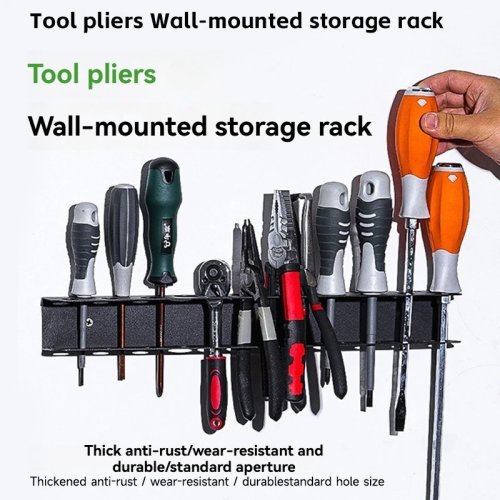 Wall-mounted pliers & tool holder — heavy-duty garage organizer for hammers, wrenches and screwdrivers
