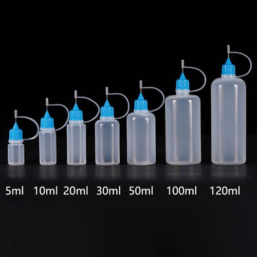 Botellas exprimibles de plástico PE con punta de aguja — goteros rellenables 5/10/20/30/100/120 ml (para aceite/pegamento)