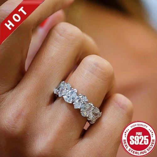Bague femme argent 925 goutte d'eau sertie brillante — design luxe discret, bague de fiançailles tendance
