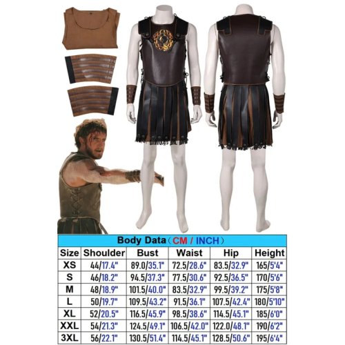 Mantello del generale romano Marcus Acacius — Costume da gladiatore per uomo adulto, cosplay/abito da film