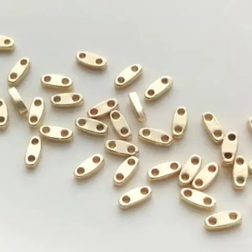 Séparateur de perles double rang plaqué or 14K, séparateur à deux trous pour bracelet DIY, matériel de bijouterie