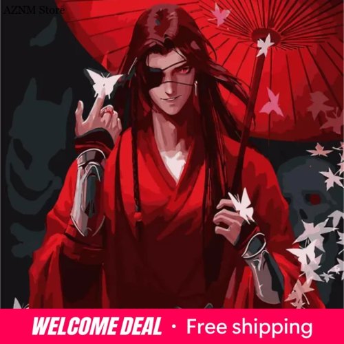 Quadro em tela "Tian Guan Ci Fu" (Heaven Official's Blessing) – Hua Cheng e Xie Lian, mosaico 2D para decoração de parede
